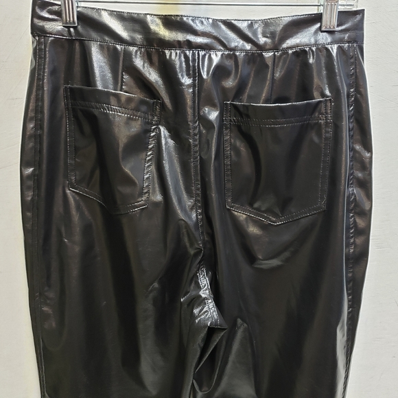 Michi by boule de neige womens large vintage PU high waisted shiny black pants - Picture 4 of 14